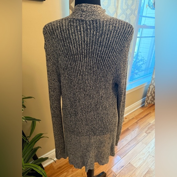 Eileen Fisher Open Front Cardigan Linen/Wool Gray Black Yarn Women’s Size M - Picture 4 of 13